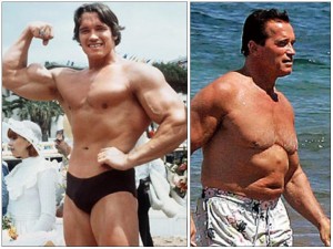 Arnold Schwartenegger - young and fit vs. old and paunchy