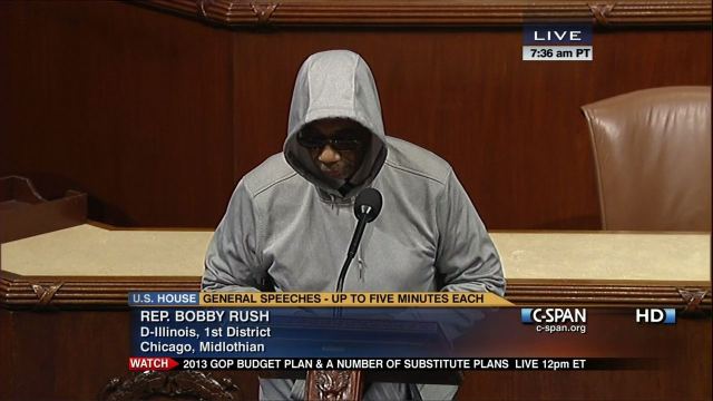 House Representative Bobby Rush Wearing a Hoodie