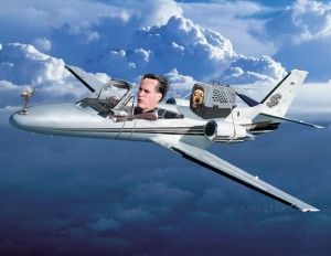 Romney's convertible jet with dog carrier